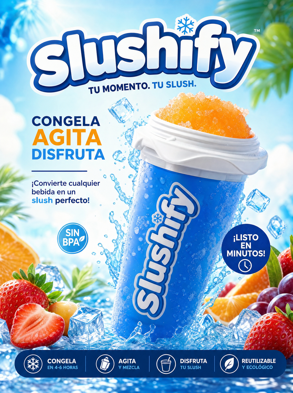 Slushify™ – Vaso Granizador Instantáneo | Granizados Caseros en Minutos