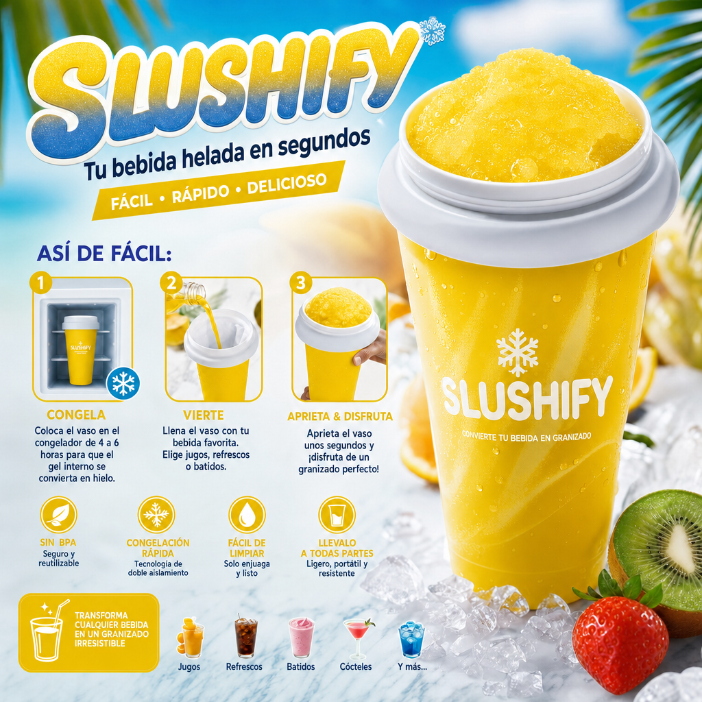 Slushify™ – Vaso Granizador Instantáneo | Granizados Caseros en Minutos