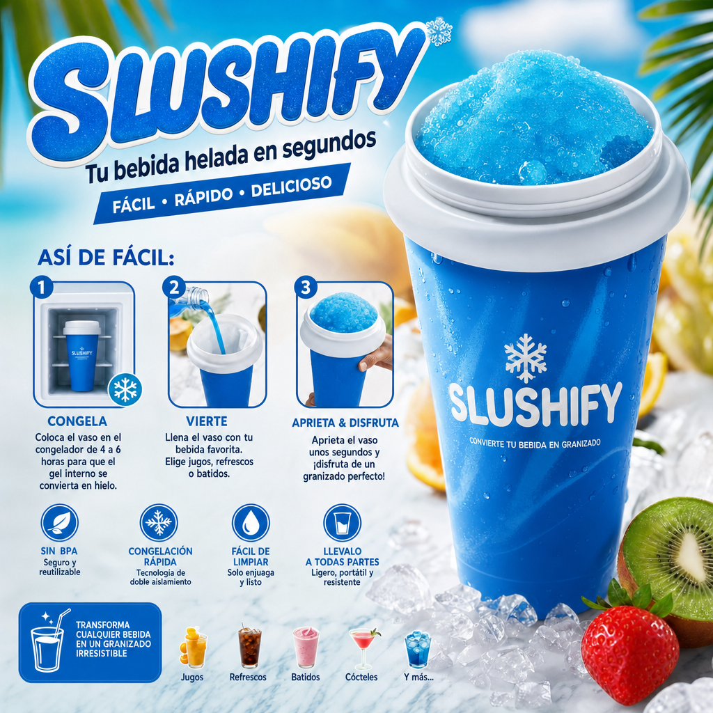 Slushify™ – Vaso Granizador Instantáneo | Granizados Caseros en Minutos